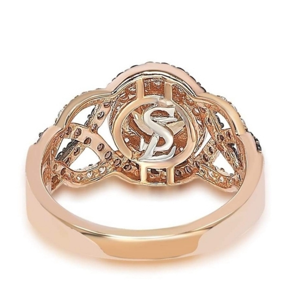 👉✨️Suzy Levian Rosed Sterling Brown Cubic Zirconia Crossover Bridal Ring Sz 7 - Picture 2 of 7